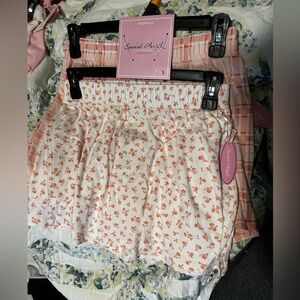 Spoiled Pink and White Floral Pajama Shorts Set